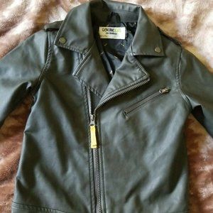 Toddler Boy Faux Leather Moto Fall Zipper Jacket SIZE 5T EUC Vegan Coat